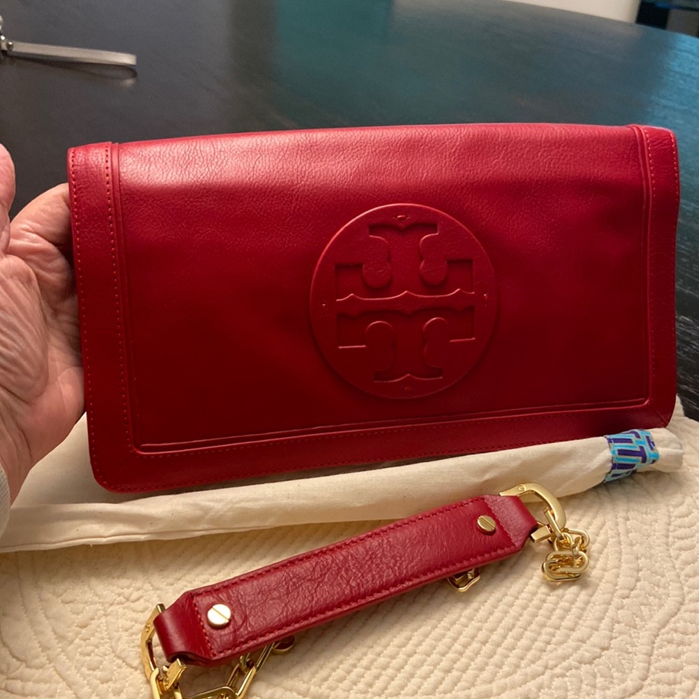 Authentic Tory Burch Red Reva Clutch